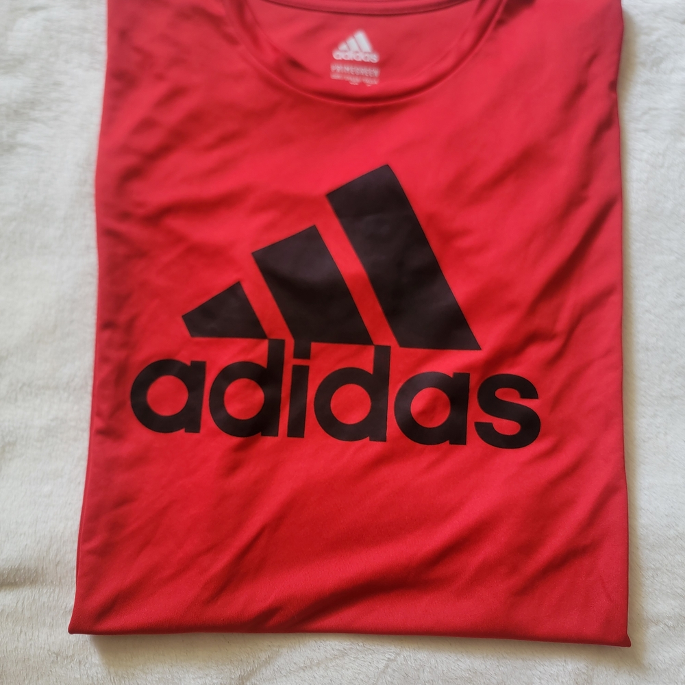 Adidas Bold Red Tee with Black Emblem